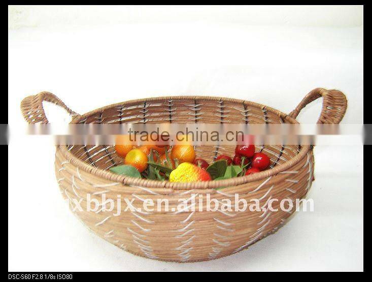 Round woven iron frame storage baskets made of paper rope