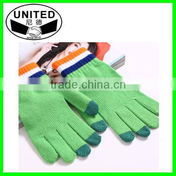 polyester Microfiber Knitted Jacquard gloves fashion kids winter gloves