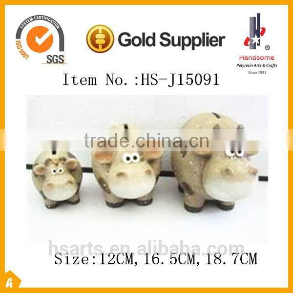 Decorative three sizes ceramic cow money bank coin saving boxes as gifts for kids