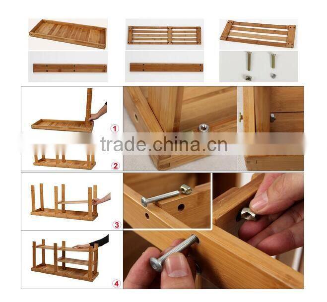 2 Tier Natural Bamboo Shoe Rack for home decoration
