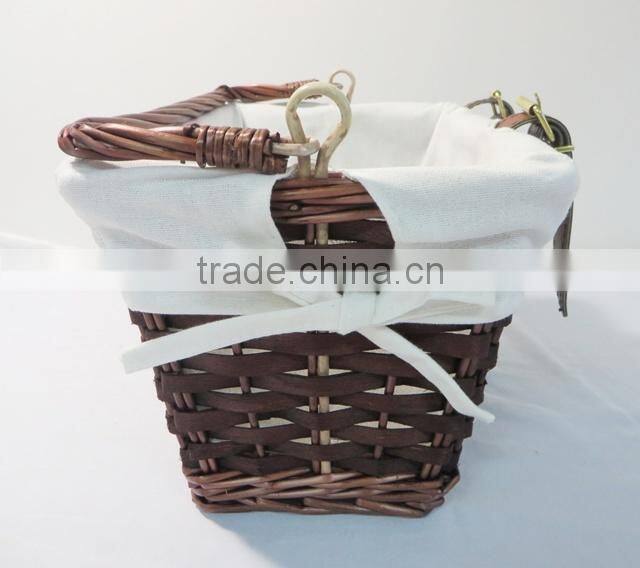 Antique bicycle basket with handle and custom logo