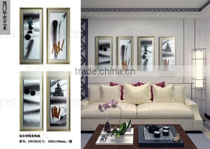 Framed handmade modern art buddha abstract painting for home decoration