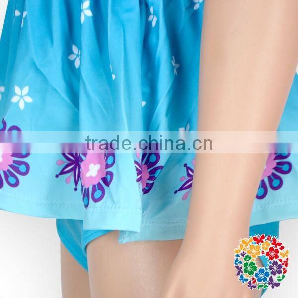 Fairy Blue Cartoon Print Little Baby Girls Dress Swimsuit