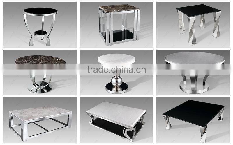 KD package Stainless steel metal base glass top coffee table