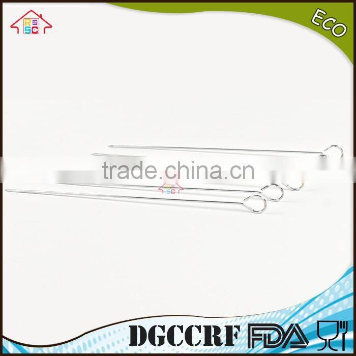 NBRSC Long Flat Metal Chrome Plated BBQ Skewers, Grill / Barbecue Shish Kebab Kabob Skewers