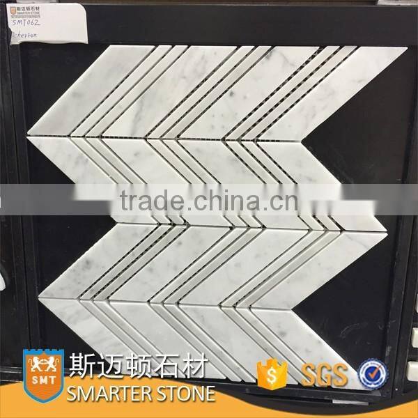 Carrara white marble chevron white mosaic tile for flooring