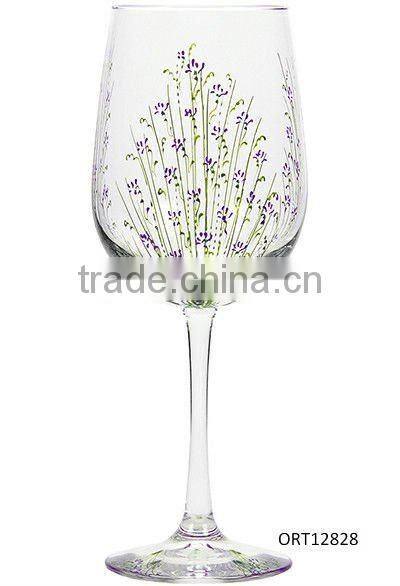 fancy hand painted wine glass