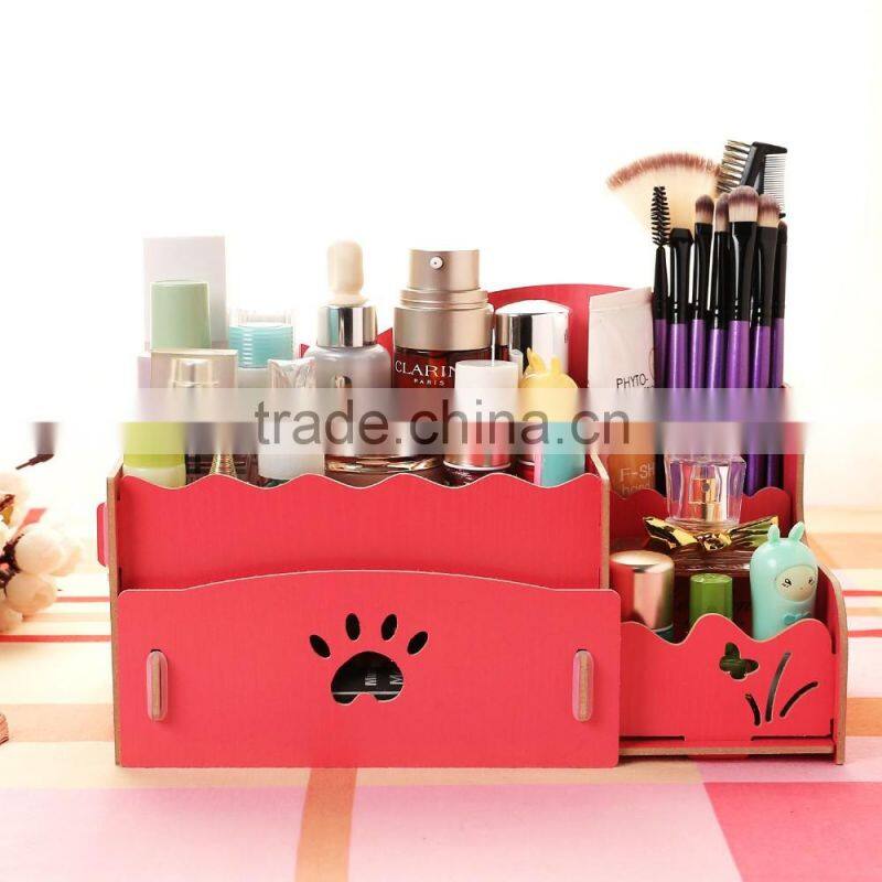 The wooden box DIY Korean cosmetic storage box desktop drawer storage