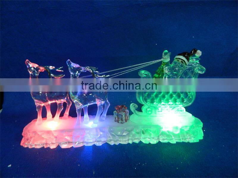 new style led rbg light acrylic artificial christmas raindeer with santa