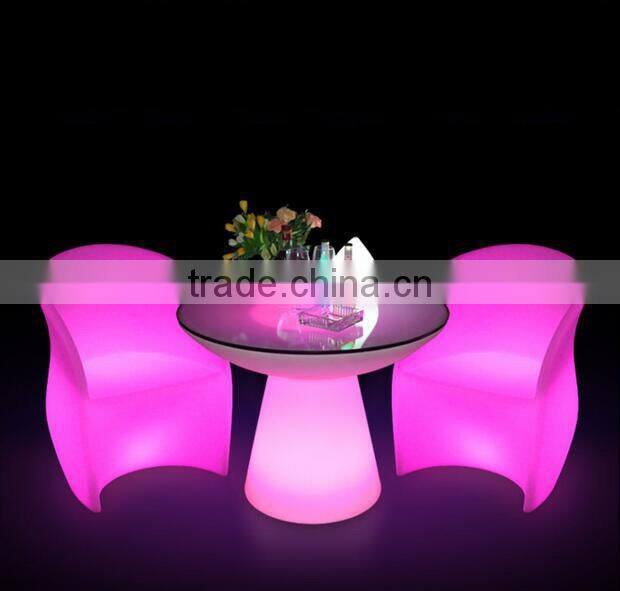 Popular fashionable led luminous round bar table and chairs stool sets
