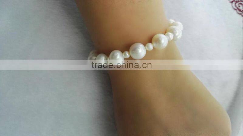 AA 8mm white with 2mm white round freshwater pearl bracelet
