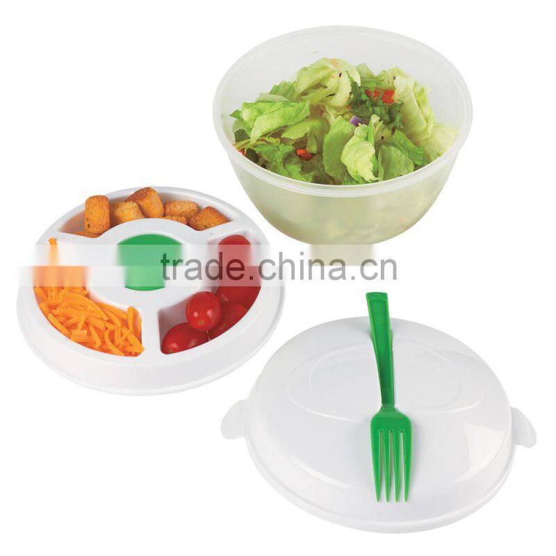 BPA free all in one salad bowl set, large plastic salad bowl with lid