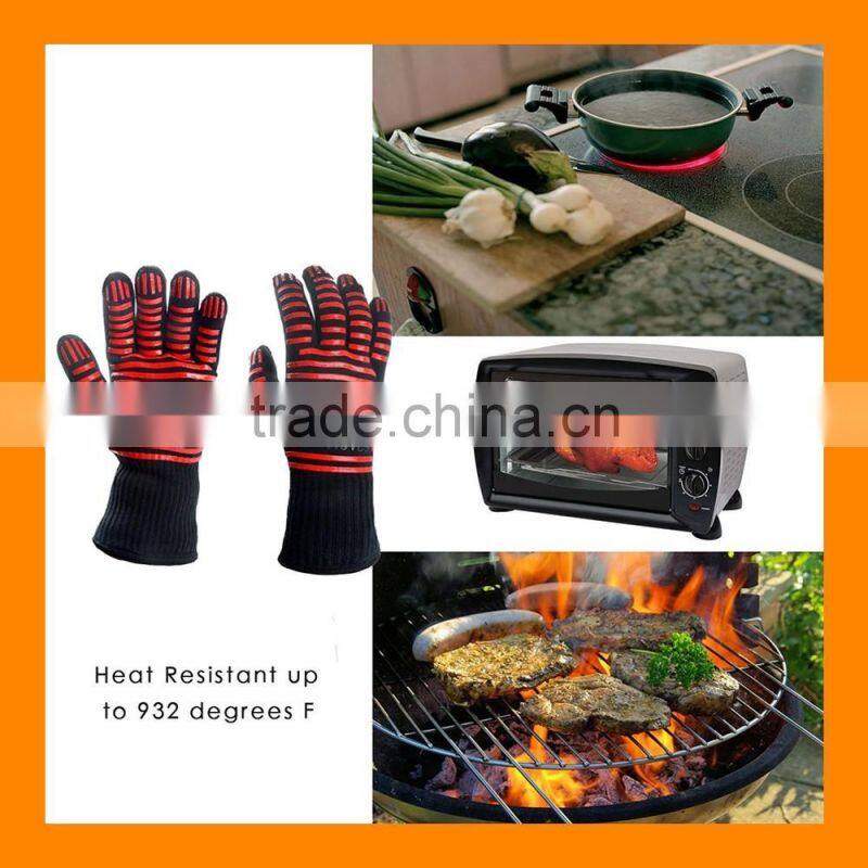 Heat Resistant Black with Red Silicone Flexible Cooking Baking BBQ Oven Grill Gloves Pan Holders Gloves