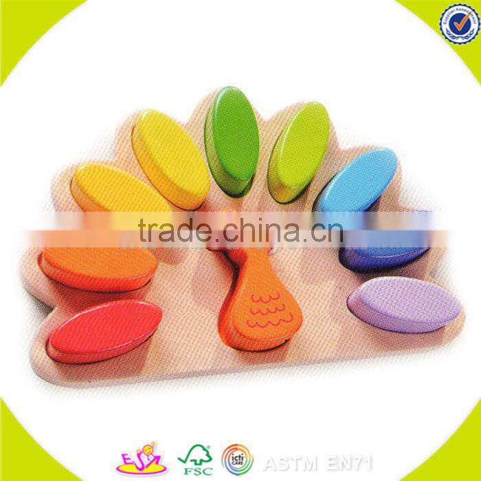 Wholesale interesting wooden geometric shape puzzle cute baby wooden geometric shape puzzle W13E004
