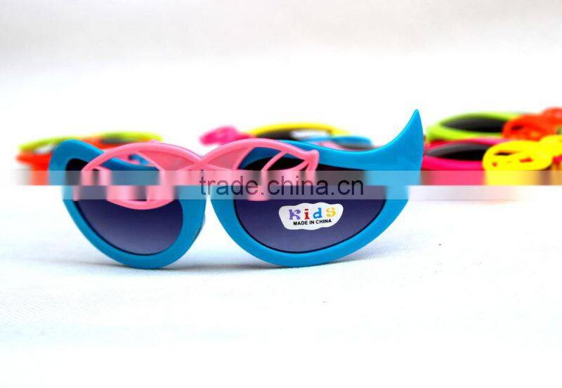 Leaves Shape Kids Glasses Folding Kids Sun Glasses Fashionable Folding Plastic Sunglasses