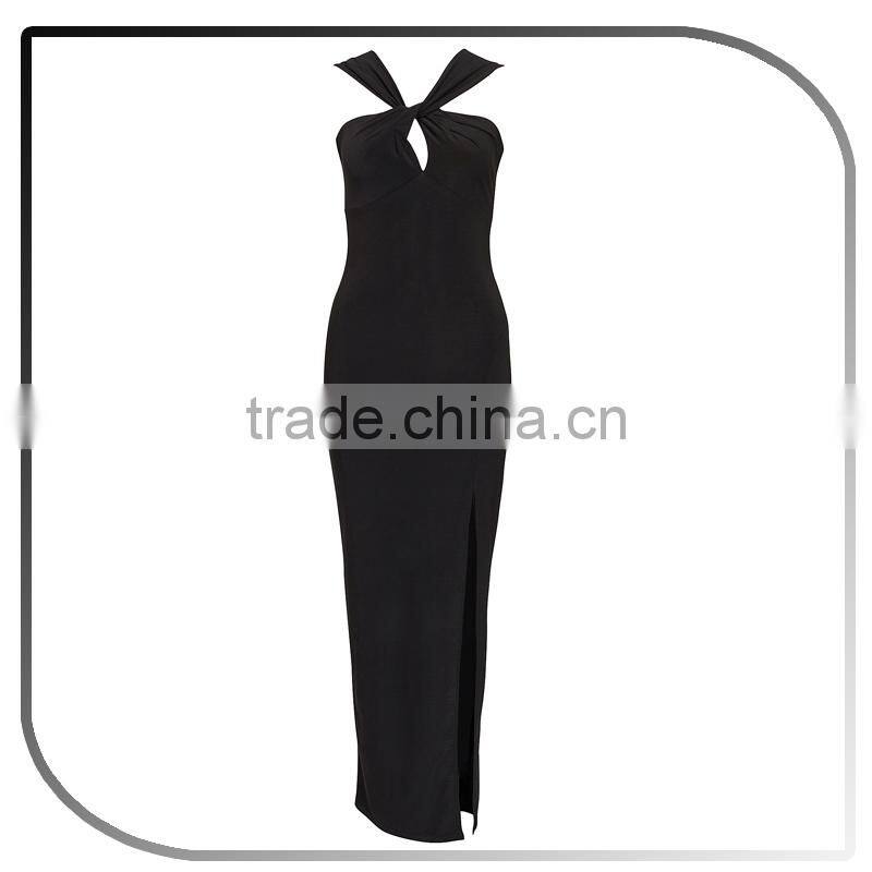 China Supplier designer sexy high Split evening dress long Maxi frog one piece hollow out Party dress
