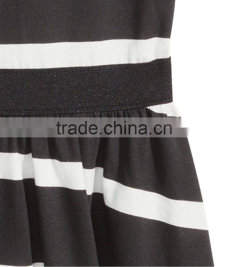 2016 Fashion Children Little Gilrs Cotton Jersey Stripe Print Dress HSD8073