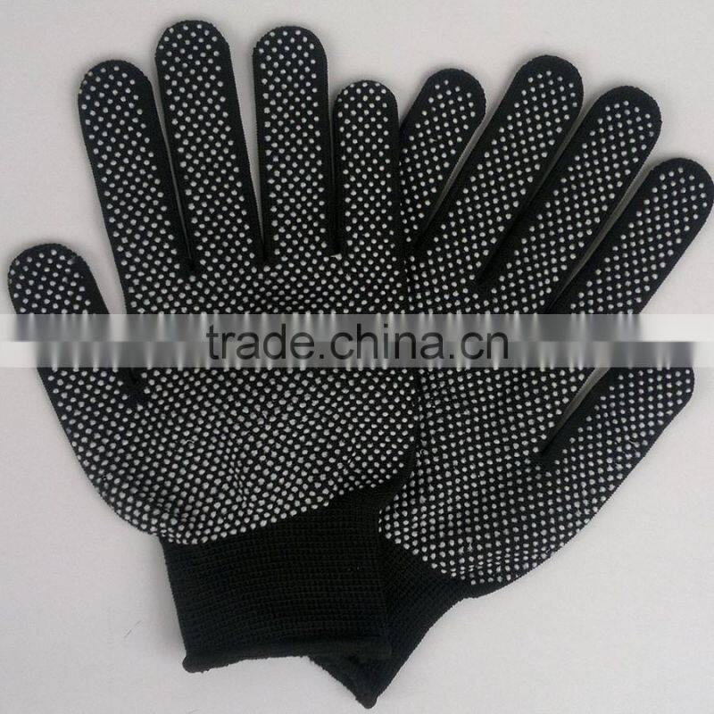 GZY 2015 white and black nylon anti-skid dotted gloves