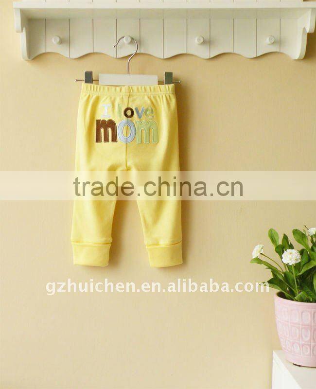 mom and bab 2012 spring baby clothing 100% cotton embroider cute pants
