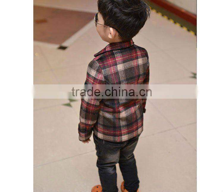 2016 high quality boys lattice coats 100% Cotton Long Sleeve