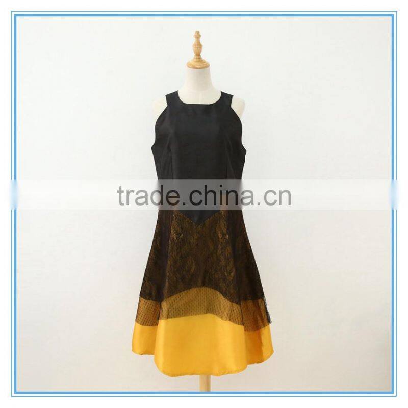 High Quality Lace Stitching Contrast Color Neck Collar Design Of Ladies Suits