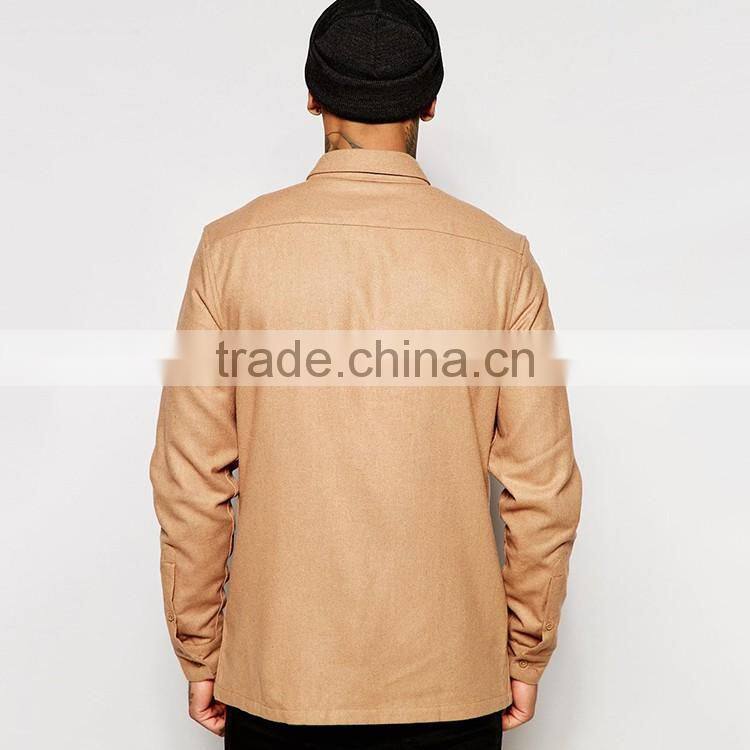 Shirt In Camel Wool Mix Wholesale Flannel Shirt China Manufacturer