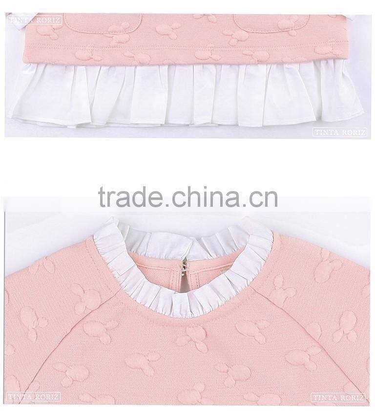 Girls Knitted t Jacquard t Shirt Whith Pleated Hem Kids Long Sleeve Pullover Clothing Wholesale