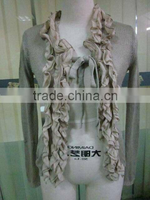 lady crochet trim cardigan sweater