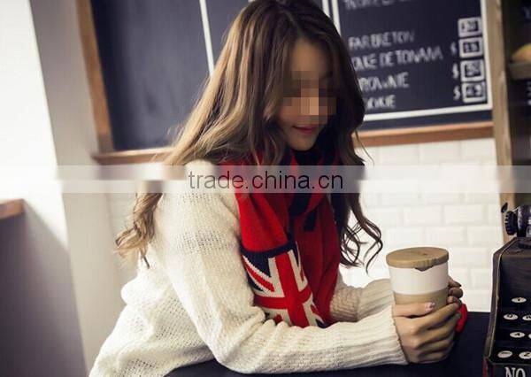 Autumn and winter latest design British flag design knit with pocket couple knit scarf