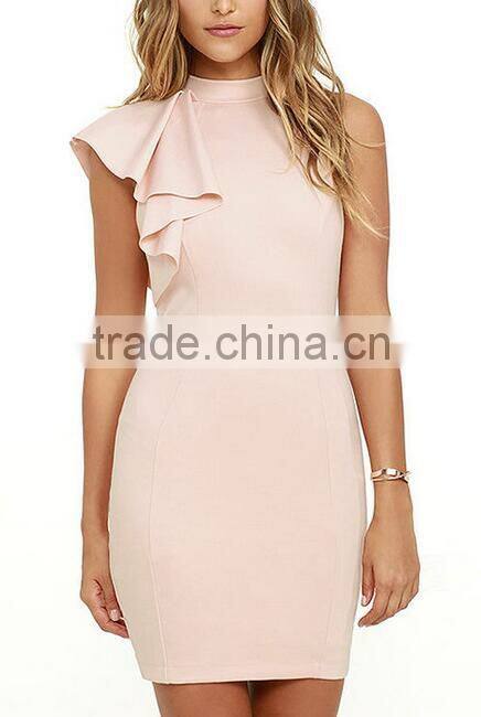 Runwaylover EY2212D Hot Style 2017 Ladies Elegant Falbala Sleeve Bandage Dress