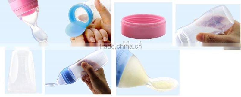 baby feeding bottle with spoon/squeeze feeder/Baby Silicone Squeeze Spoon