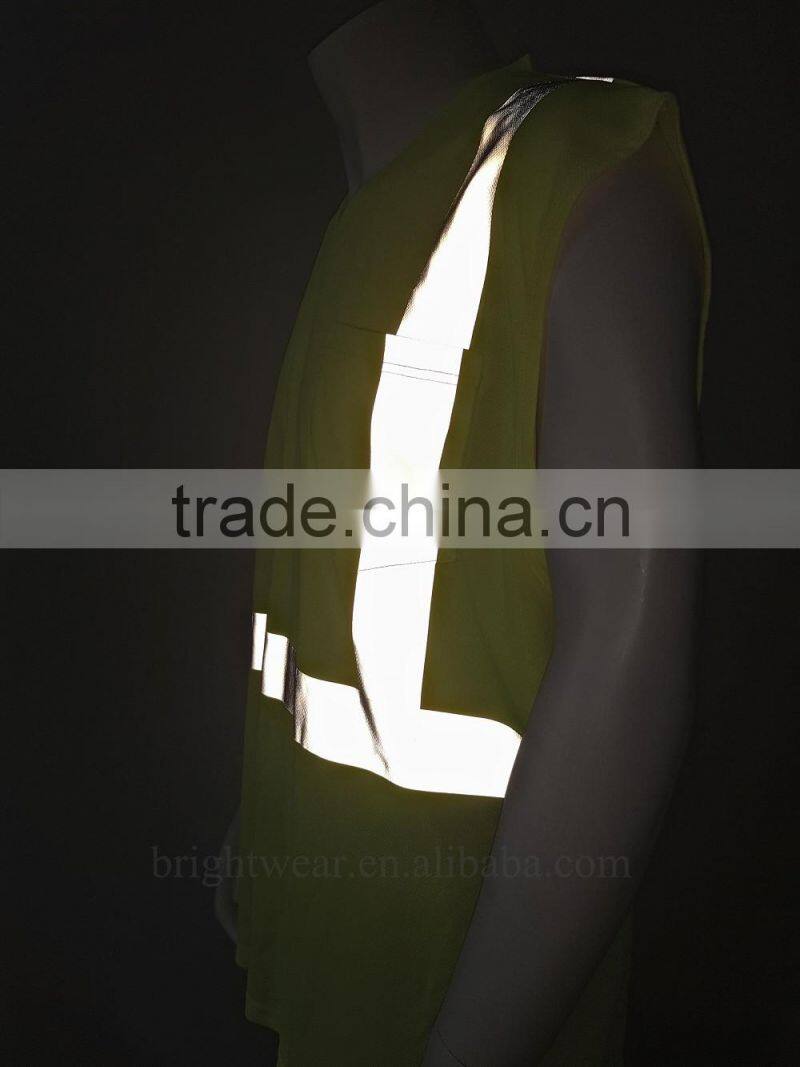 Hi vis sleeveless 3M8710 heat-transfer reflective tape security t-shirt