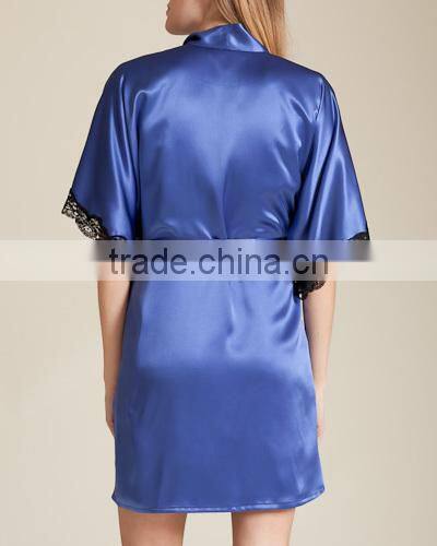 Wholesale new design plus pajamas satin dress blank plain short custom design satin Nighty robes women