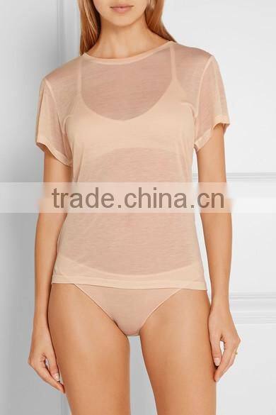 Copper Bamboo Jersey t Shirt Soft Cup Bra and Brief Sleeping Wear Set