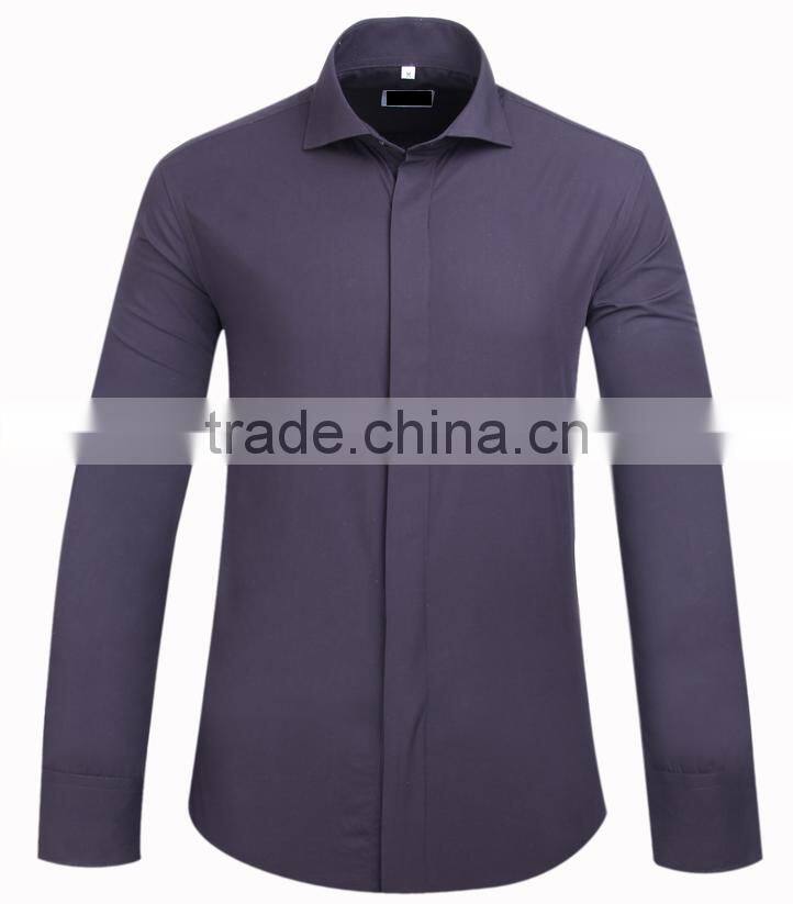 2017 new style solid color mens shirt long sleeve