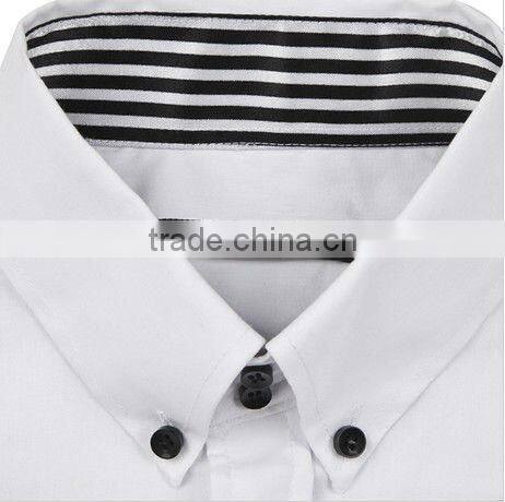 new men's slim fit brand contrast collar button down plain white dress shirt with long sleeves and pocket