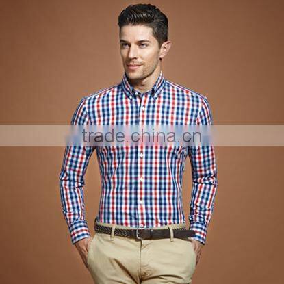 Alibaba 2016 new style bright check pattern cotton shirt elegant for men