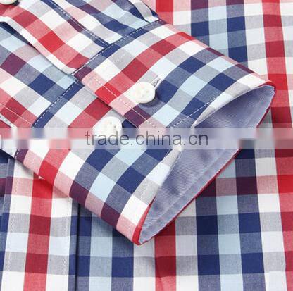 Alibaba 2016 new style bright check pattern cotton shirt elegant for men