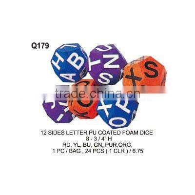 (Q180) 12 SIDES NUMBER PU COATED FOAM DICE