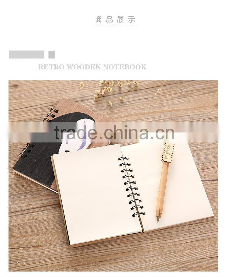 Hot sale spirited away no face man cute cartoon wood cover anime paper notebook for students