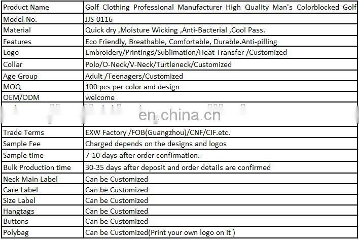 Golf Clothing Professional Manufacturer High Quality Man's Colorblocked Golf Shirt