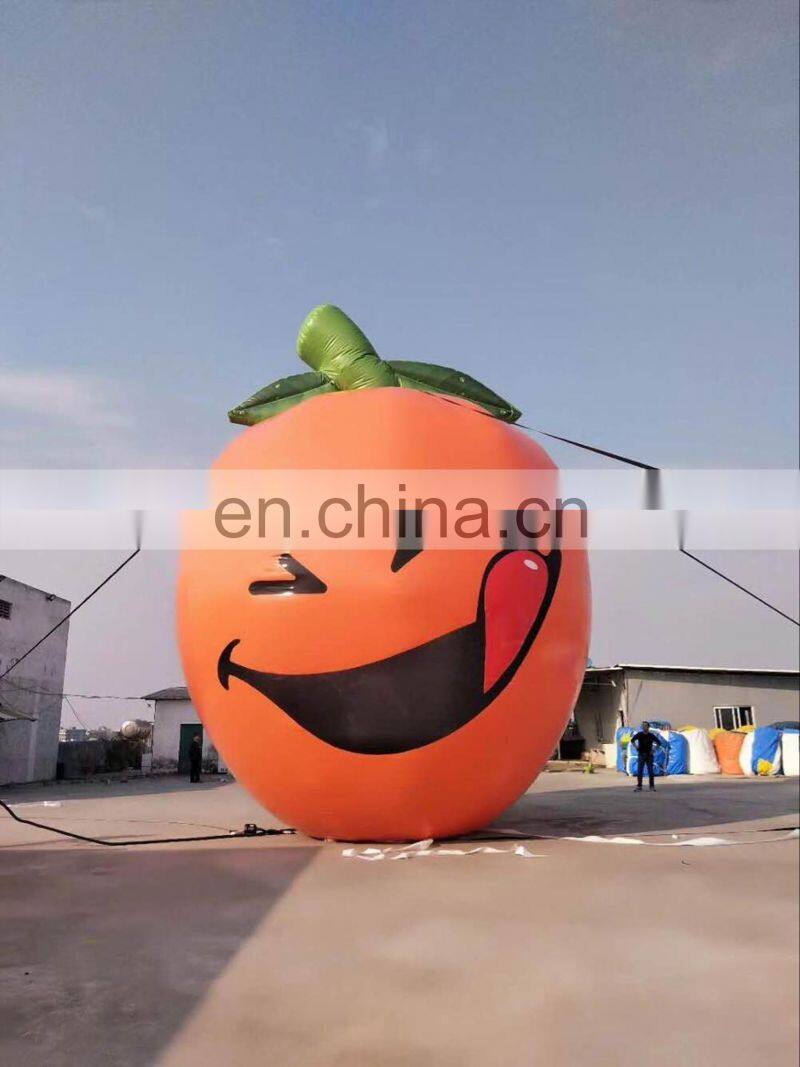 gian inflatable printing smiling face orange balloon for promotion