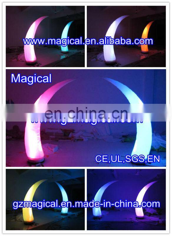 lighting Decorative inflatable horn/ LED inflatable arch/ shinning inflatable ivory