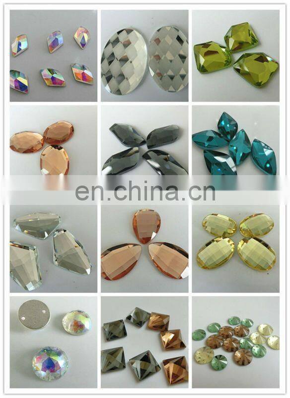 high quality large flat back glass crystal stone,rhinestones with holes