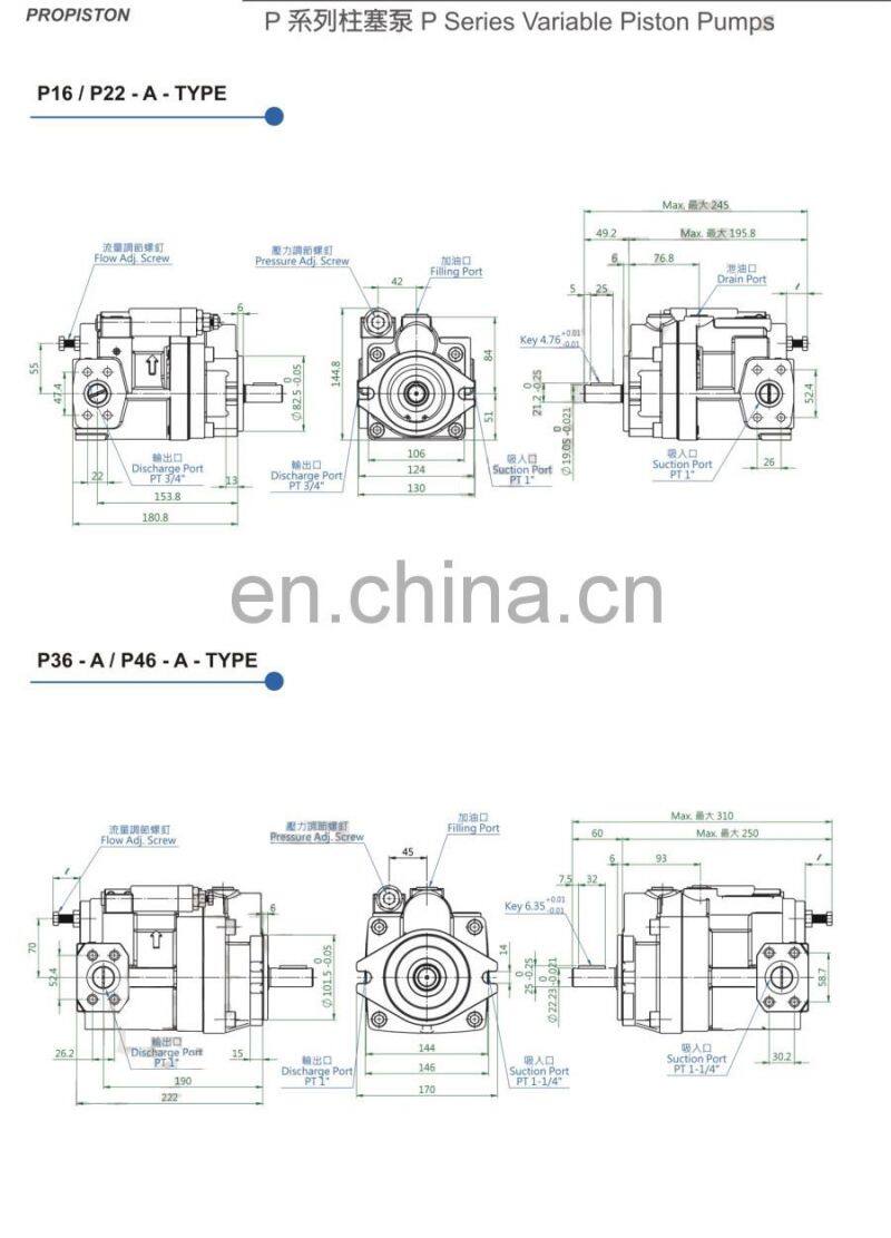 Trade assurance HPC variable plunger pump P36-E3-F-R-01 hydraulic pump P08 P22 P36 P46 P70 P100
