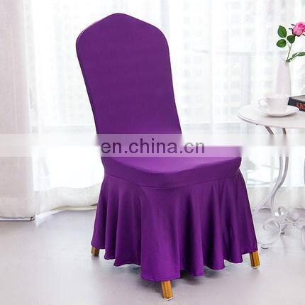 High Quality Banquet Used Ruched Spandex Plain Dyed Chair Covers With Skirt