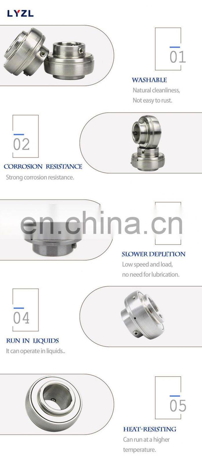 Superior quality Stainless steel insert bearing SUC201 SUC202 SUC203 SUC204 SUC205