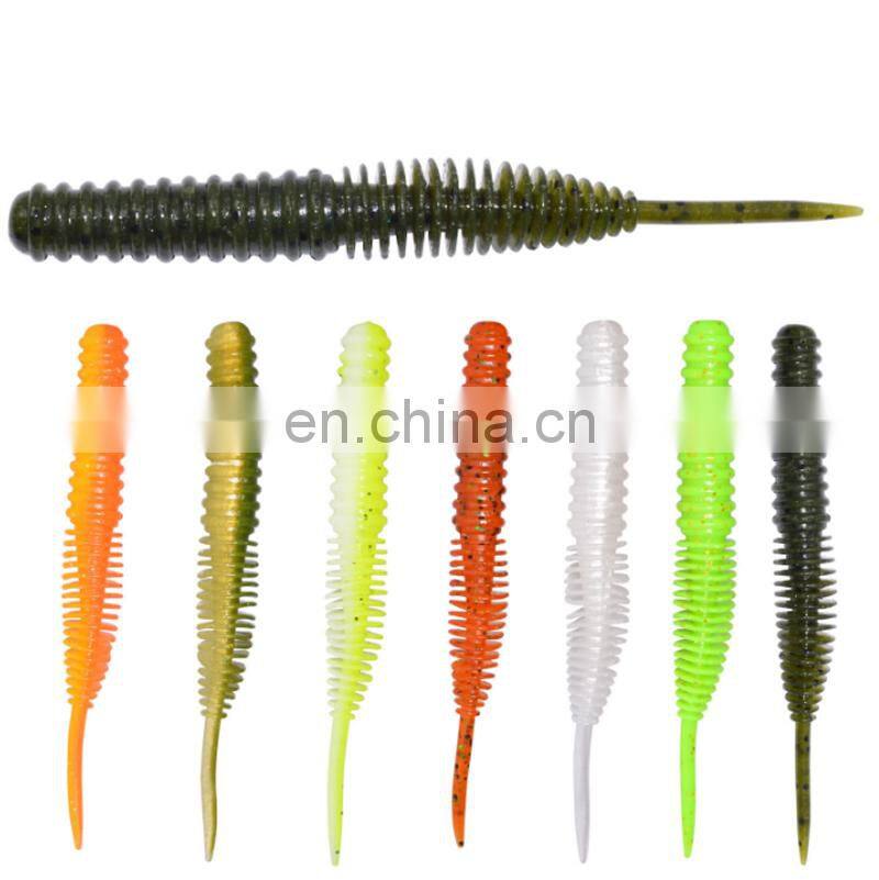 Amazon Wholesale 100mm 4.5g 5pcs/bag Screw Straight Tail Maggot Artificial Lure Fake Bait
