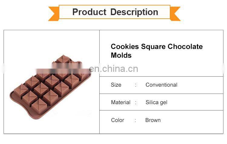 Food Grade Handmade 15 Holes Square Chocolate Biscuit Silicone Mold