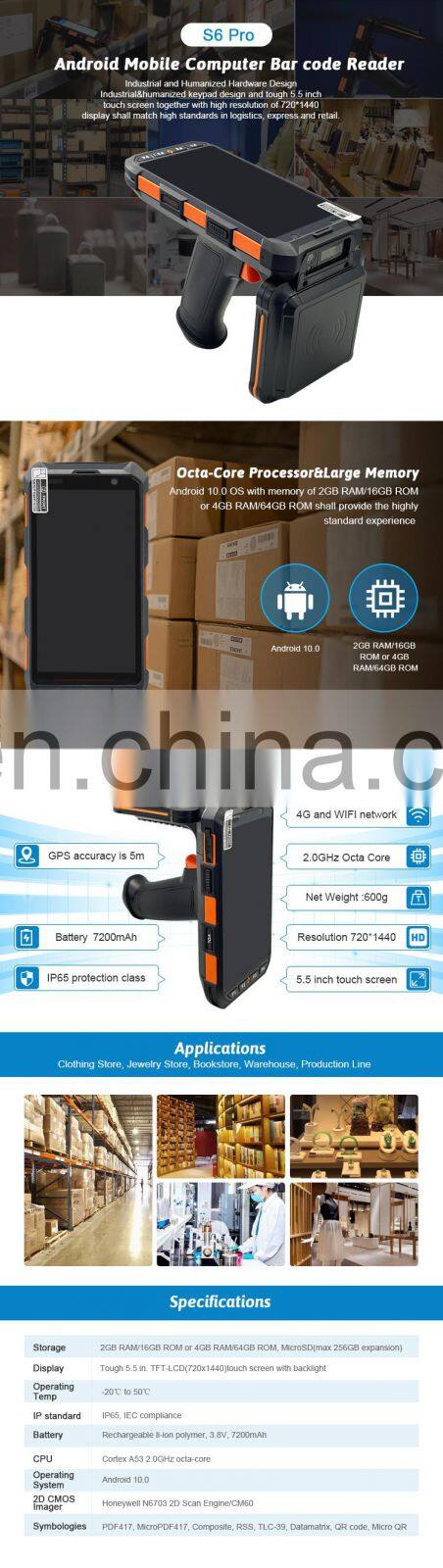China Manufacturer Industrial PDAS Android 10 Qualco Octa Core 5.5 Inch Wireless Uhf Rfid Reader